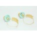 Fashion Designer Hoops Earrings Gold Plated Blue stone leaf design 3.6'